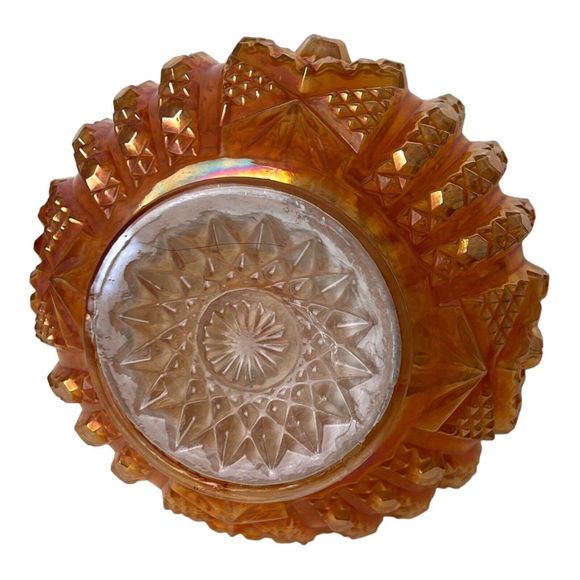 Carnival Glass Imperial Vintage Decanter/Vase Marigold Round Daisy & Button 8" H - Picture 7 of 7